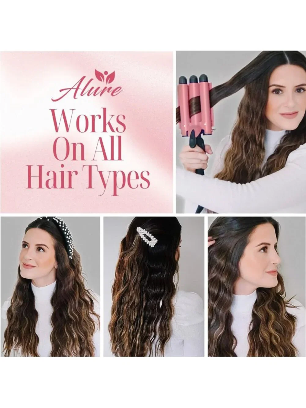 Triple Barrel Curling Iron Wand - 1 Inch Ceramic Hair Waver with LCD Display